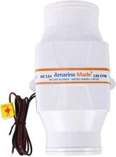Marine Boat 3" in-Line Bilge Air Blower Fan 12V 130 CFM Ventilation Blower Fan