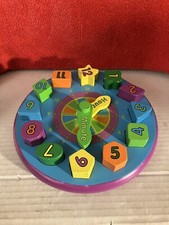 Melissa  Doug Wood Shape Sorting Time Telling CLOCK DWK119
