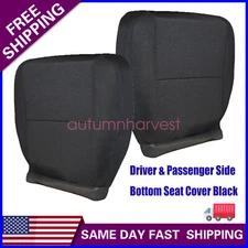 For 07-14 Chevy Silverado Front Driver & Passenger Bottom Cloth Seat Cover Black