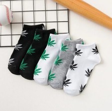 5 Pairs Womens Quarter Ankle Marijuana Weed Leaf Fashion Casual Socks