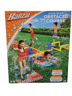 #ad Banzai 2 in 1 Aqua Blast Obstacle Course Water Slide BRAND NEW $35.99