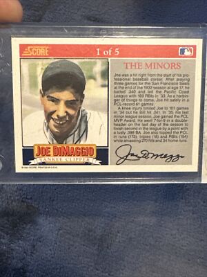 1992 Score JOE DiMAGGIO / New York Yankees 'The Minors' #1 of 5
