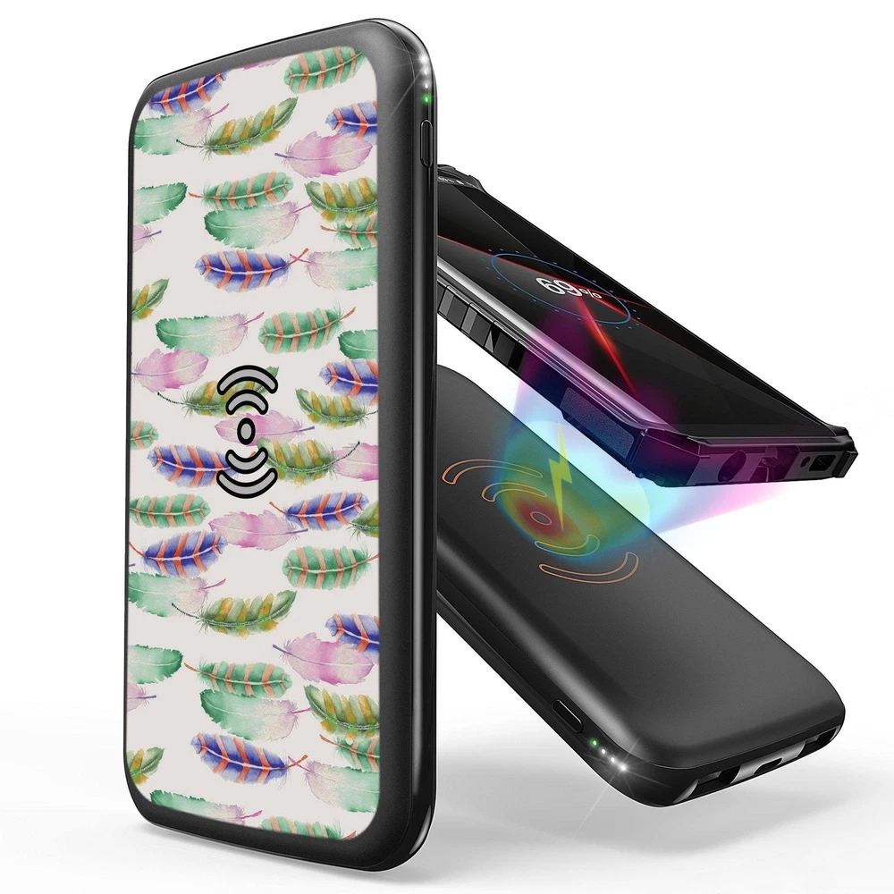 10000mAh Power Bank with Qi Wireless Charging in Black