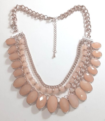 Peach Pink Crystal Dangle Necklace 2*18 To 21