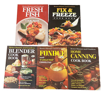 Lot of 5 Vtg Better Homes Gardens Cookbooks -Freeze Canning Blender Fish Fondue