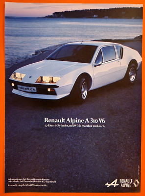 36. Renault Alpine A 310 V6 Werbeanzeige Reklame Werbung 1978