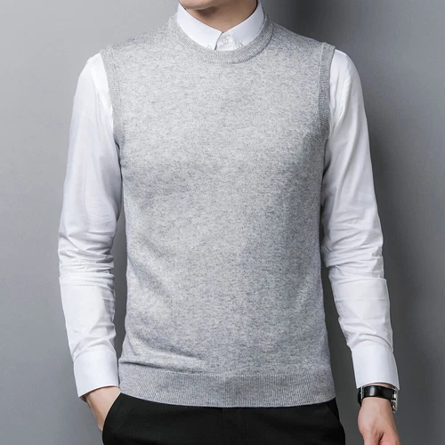 Suéter Chaleco Para Hombres Cuello Redondo Otoño Tejido Camisetas sin Mangas Pullover - Imagen 8 de 42