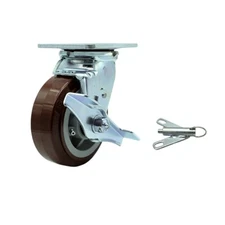 5 Inch SS Polyurethane Swivel Caster with Delrin Bearing and Brake/Swvl Lock SCC