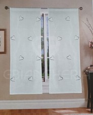Coppia Tende Cuore Ricamato Grigio 60x150 60x240 per FINESTRE E PORTEFINESTRE