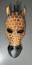 Wood Tiki Giraffe Mask Pier One Wall Tribal Jungle Safari Carved