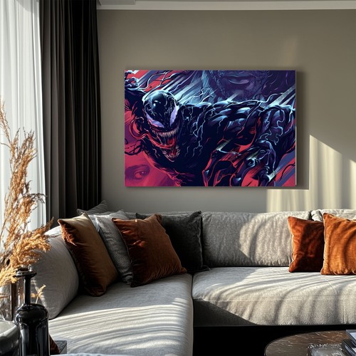 Venom Marvel Spiderman Comic Art Print Framed Canvas Wall Art Venom Wall Hanging - Picture 7 of 13