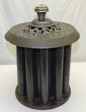 Antique Cast Iron & Tin Coal Wood Stove Add-on Heat Exchanger Radiator Primitive