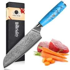 7inch Damascus Santoku Knife Sushi Knife VG10 Damascus steel Cleaver Chef Knife