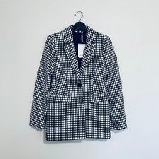  OTHER STORIES Single-Breasted Fitted Mid-Length Tailored Gingham Blazer US 2 
