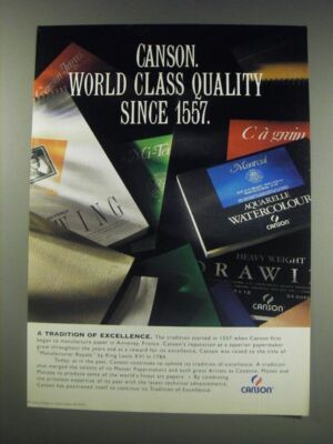 1991 Canson Paper Ad - Canson. World Class Quality since 1557