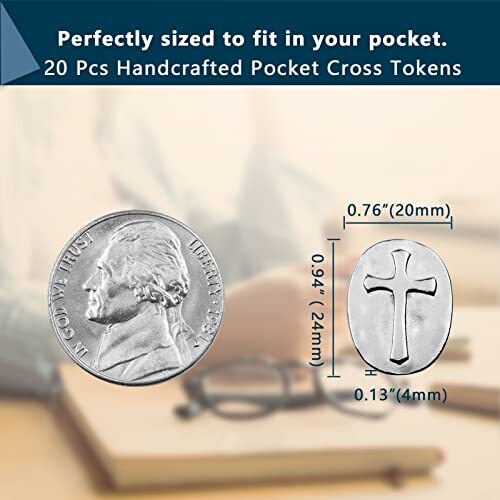20 Pcs Pocket Cross Coins - 2 Sided Crosses Token - Good Luck 20pcs(silver) - Picture 3 of 8