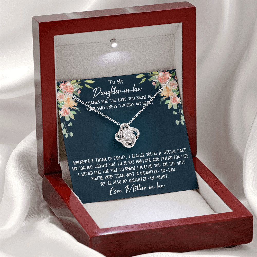 To My Daughter-In-Law Gift - Luxury Love Knot Necklace You'Re Daughter In Heart