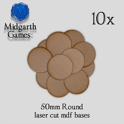 10x 50mm Round MDF Bases Miniature Warhammer AoS 40K FAST SHIPPING