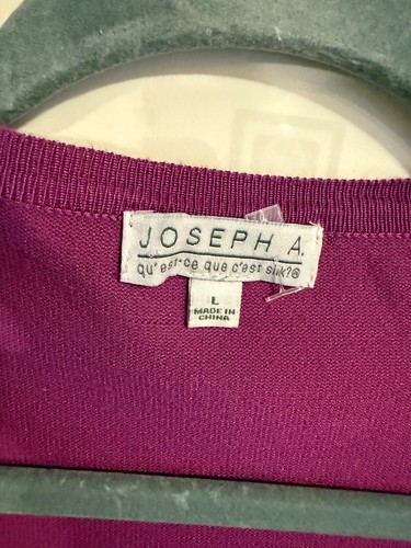 Joseph A - Woman’s Cardigan, Round Neck, solid, Purple/Fushia - Sz L - Picture 4 of 8