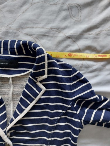 Mango Casuals Navy White Striped Blazer Size 10 - Picture 11 of 14