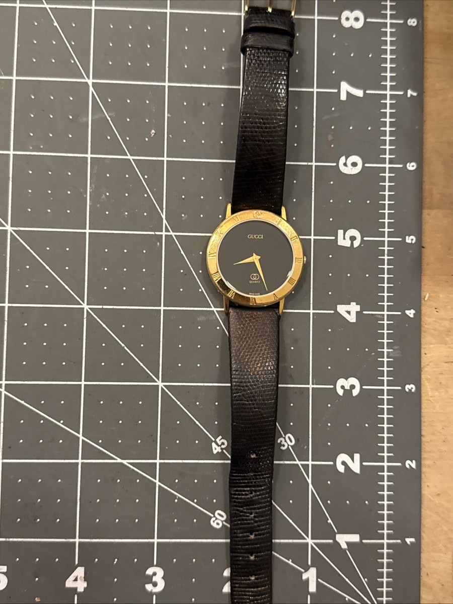 Gucci Men's watch 18K gold plate black dial ~32-33mm 3001 M 185