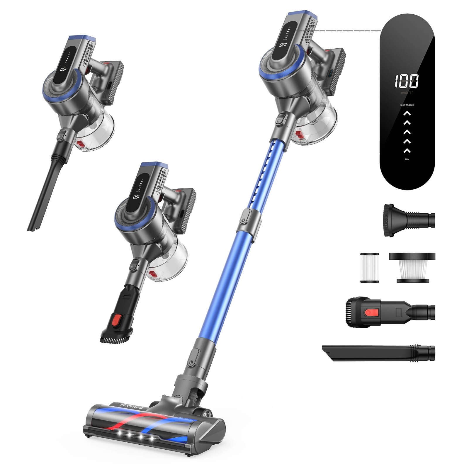 Aspirateur balai sans fil V20 bleu marine puissant pour la maison