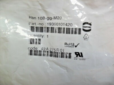 QTY 2 -  Harting  19300101420 -  Han 10B-gg-M20  In bags