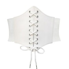 Women's Lace-Up Corset Waspie Wide Belt Retro Elastic Waist Halloween Costume