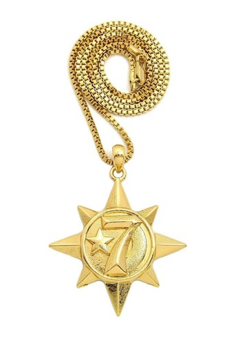 Hip Hop Gold Plated 7 Star Charm 18" 20" 24" Box Cuban Rope Brass Chain Necklace - Bild 13 von 16