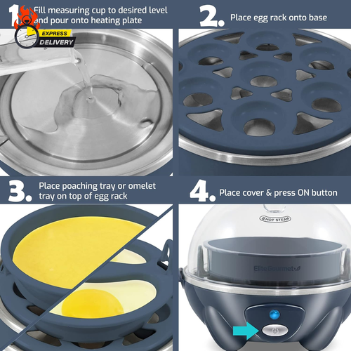 Easy Electric 7 Egg Capacity Soft, Medium, Hard-Boiled Cooker Poacher, Scrambled - Picture 7 of 12