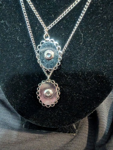 Two (2) Horse Horses Oval Filigree Cameo Silver Tone Pendants & 18.5" Necklaces - Picture 5 of 8