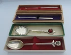 Miyamoto Sterling 925 Okina Mask K. uyeda Silver 950 Carnelian Spoons + 2 Picks