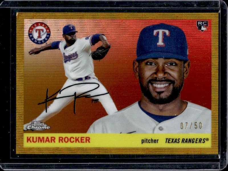 2025 Topps Chrome Platinum Kumar Rocker RC Gold Wave Refractor #/50 Rangers