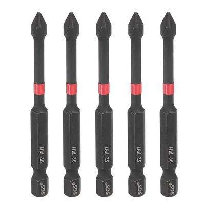 5pcs PH1 Phillips Impact Screwdriver Bit 1/4'' Hex Shank 3'' Long Magnetic