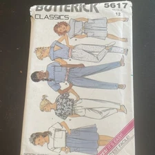 Vintage Butterick 5617 Girl’s Top, Skirt & Pants Sewing Pattern Uncut Size 12