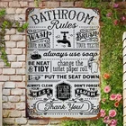 Wall Art Decorative Sign, Tin Metal Signs Vintage Bathroom Rules Vintage  Plaque