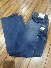 True Religion Women's Jeans Denim Cargo Straight Medium Blaze Wash NWT SIZE 28