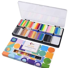 Rainbow Professional Face Painting Kit for Kids Adults, Body Paint Palette wi...