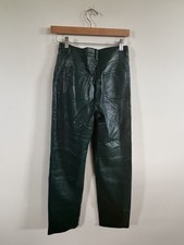 WILFRED The Melina Pants Green Faux Leather Straight Leg Size 2