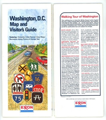 Vintage 1988 Washington, D.C. Road Map   Exxon