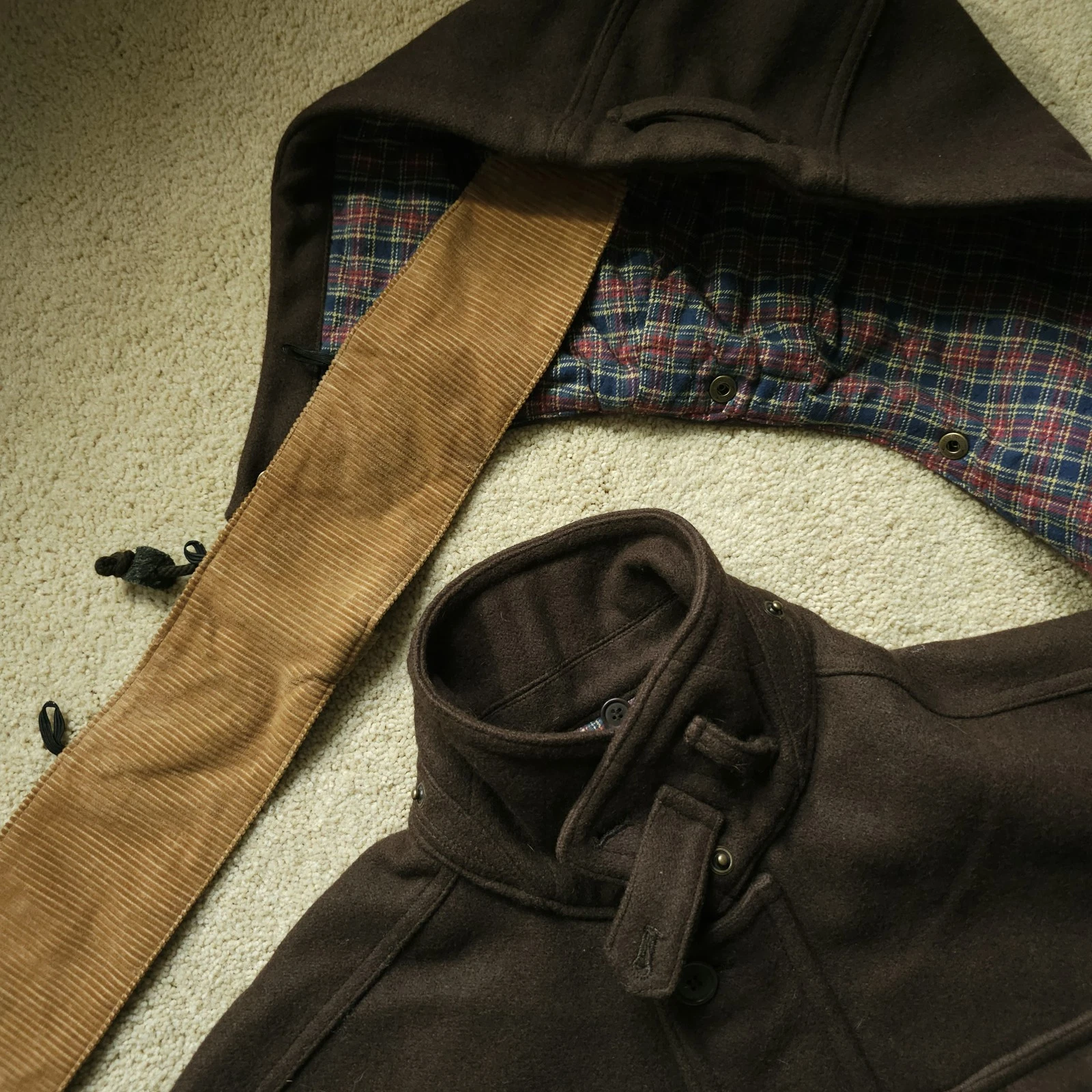 VTG DWW Made in Japan Thick Sturdy Melton Wool Hooded Utility Jacket Brown 38 S image 6