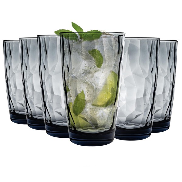Bormioli Rocco 6X Diamant-Highball-GläSer Dimbled Wasser-Tumbler 470Ml Blau-image