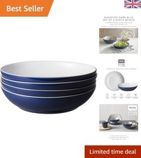 Durable Navy Blue Stoneware Pasta Bowls Set of 4 - Chip & Crack Resistant