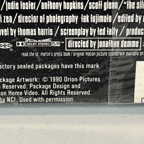 The Silence Of The Lambs VHS SEALED Watermark Orion Anthony Hopkins Jodie Foster - Picture 4 of 15