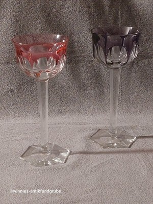 Jugendstil Römer 2 Stück um 1920 Höhe 19 cm Lila + Rosa ?Moser?