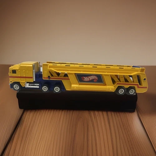 Vintage 1986 Hot Wheels Semi Truck Trailer Transporter Car Hauler Carrying Case
