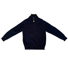 Dockers Mens Quarter Zip Pullover Sweater S/P Small Blue Cotton Knit Ribbed