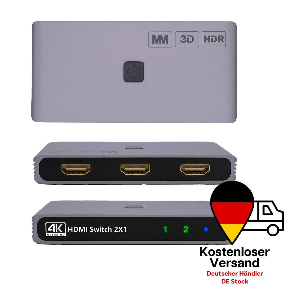 MMOBIEL HDMI-Switch 4K 60Hz - 2 in 1 Out Bidirektionaler HDMI-Switcher - HDMI-Splitter