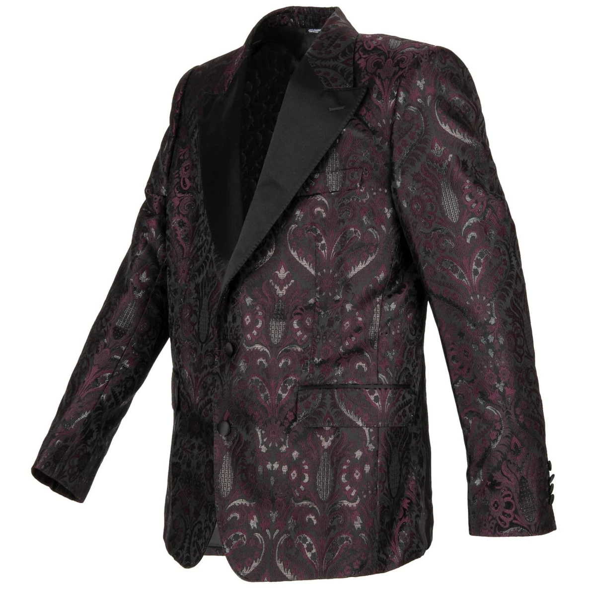 Dolce & Gabbana Sicilia Baroque Jacquard Blazer Lila Black 52 US 42 L