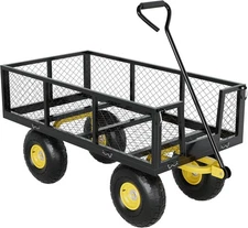 500lbs Heavy Duty Garden Cart Wagon, 2-in-1 Utility Yard Cart w/ Removable Sides